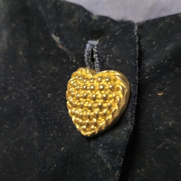 Vintage 80's Girls blue velvet dress sheer heart sleeves size 7 - Picture 8 of 10